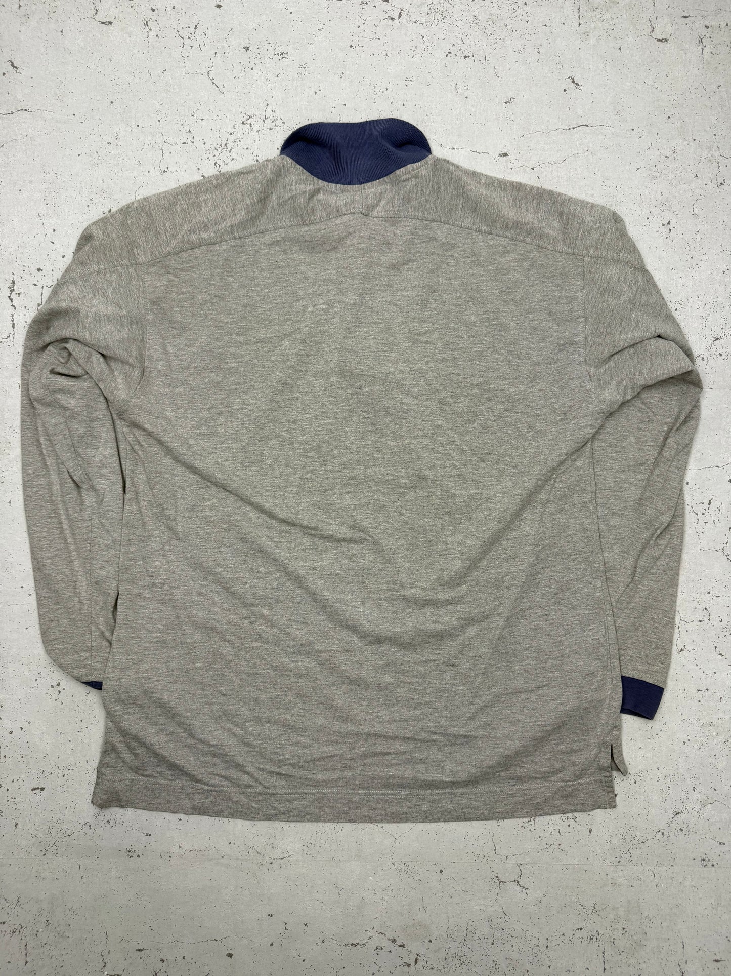 adidas vintage Langarm-Polo grau Rugbyshirt L