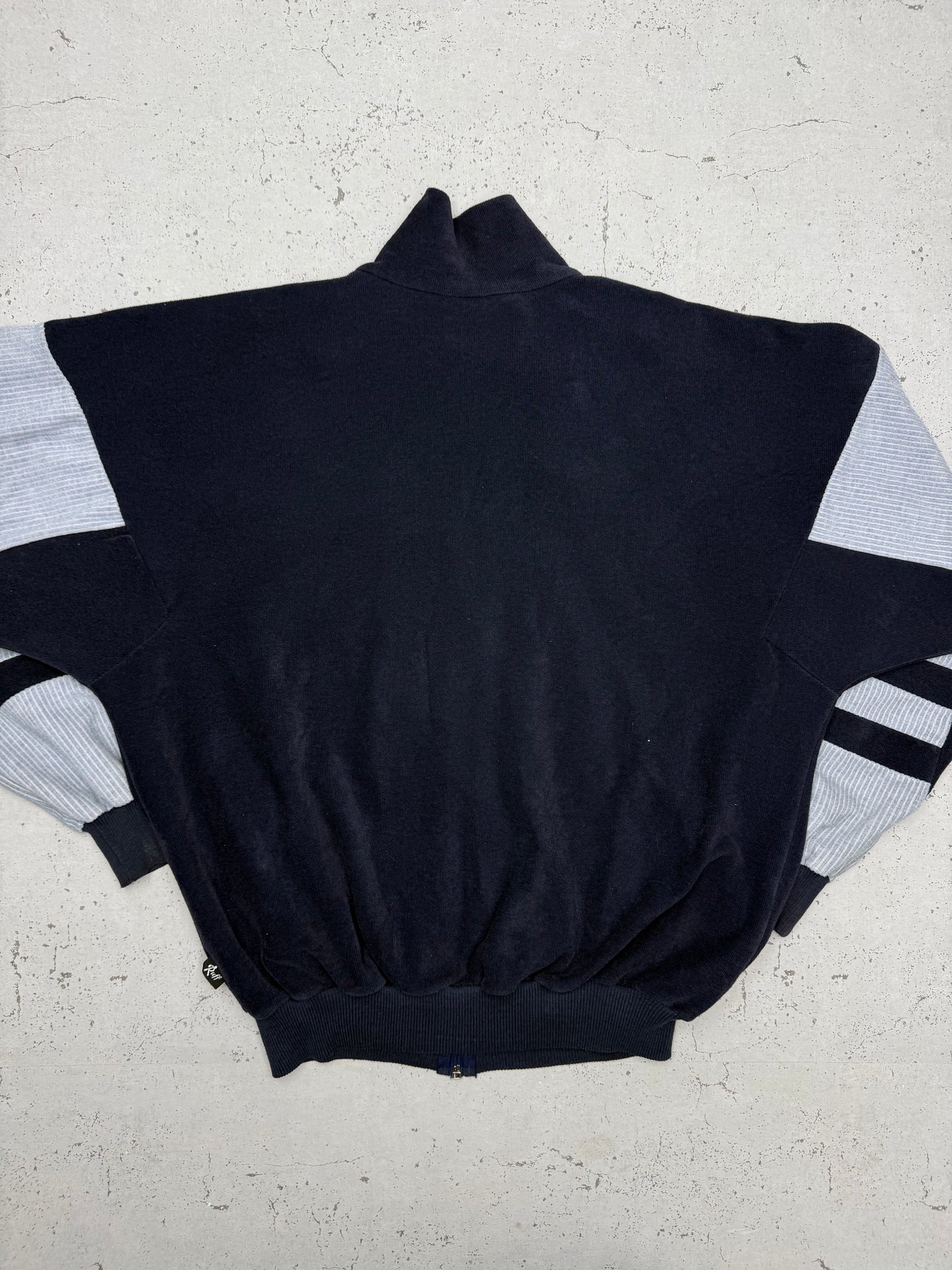 Ruff vintage Velours-Trainingsjacke Samt Zipper Made in West-Germany blau L