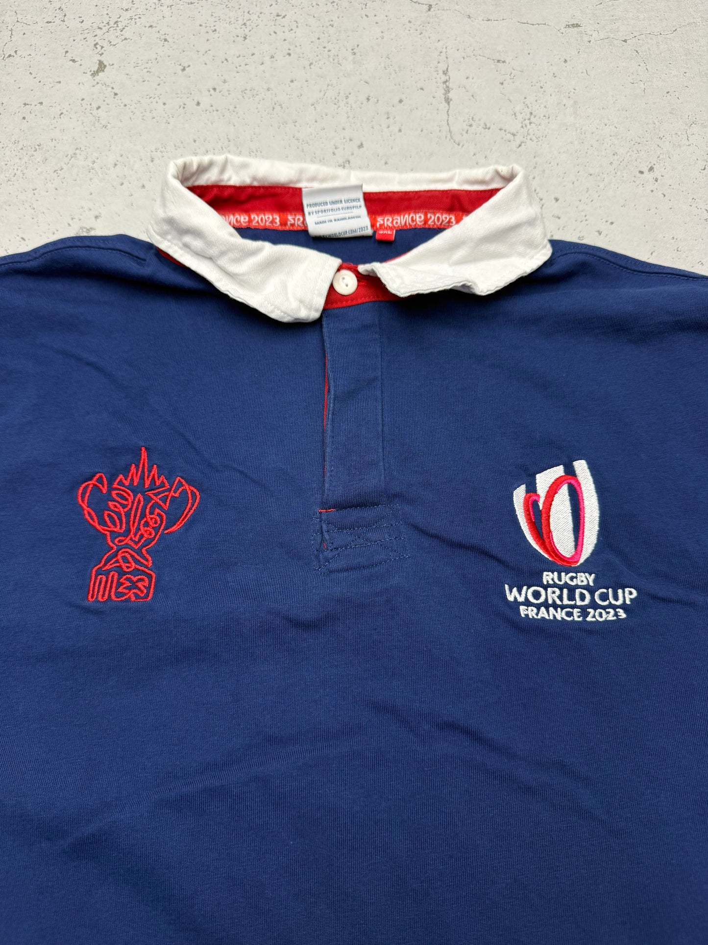 Rugby World Cup vintage France 2023 Rugbyshirt blau 2XL XXL