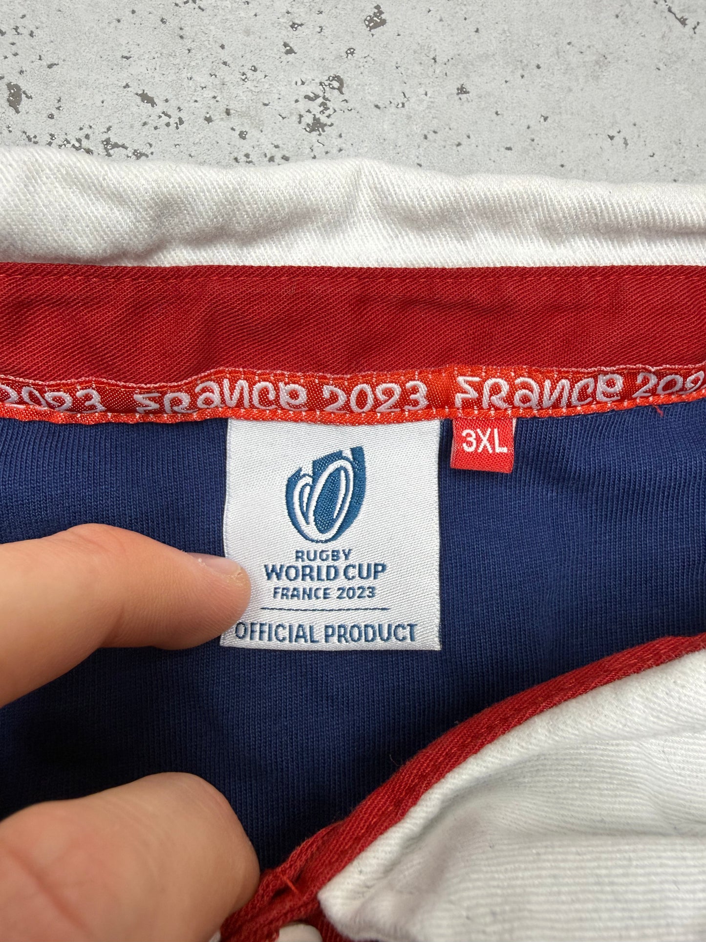 Rugby World Cup vintage France 2023 Rugbyshirt blau 2XL XXL