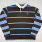 Grand Chelem vintage Rugbyshirt langarm Polo braun blau gestreift  XL