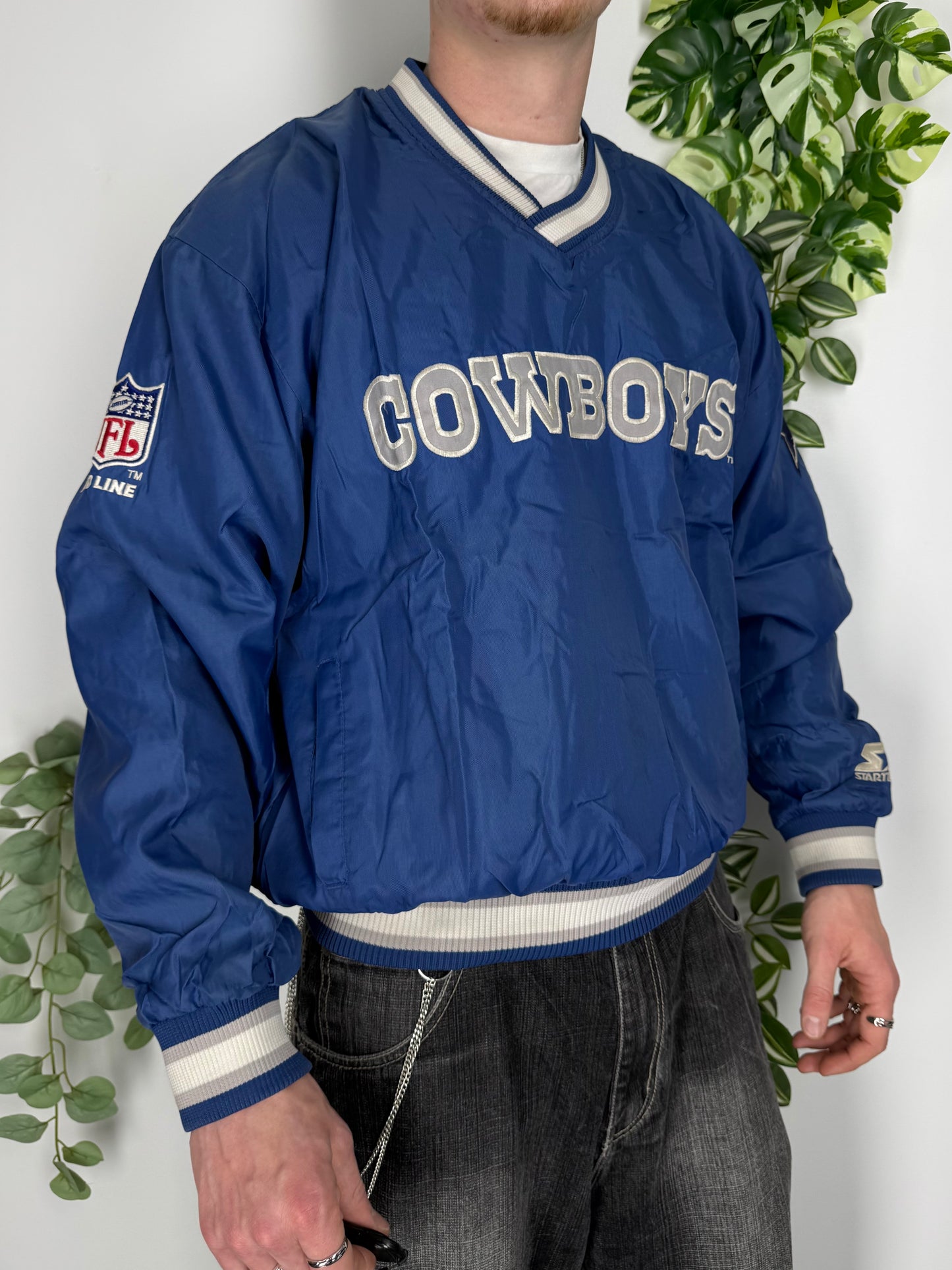 NFL Dallas Cowboys 90s vintage Sweatshirt Windbreaker Varsity big logo blau M
