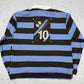 Grand Chelem vintage Rugbyshirt langarm Polo braun blau gestreift  XL