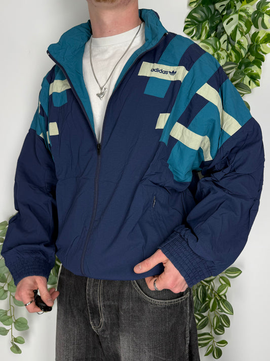 Adidas vintage 90s Windbreaker Trackjacket Jacke streetwear blau XL