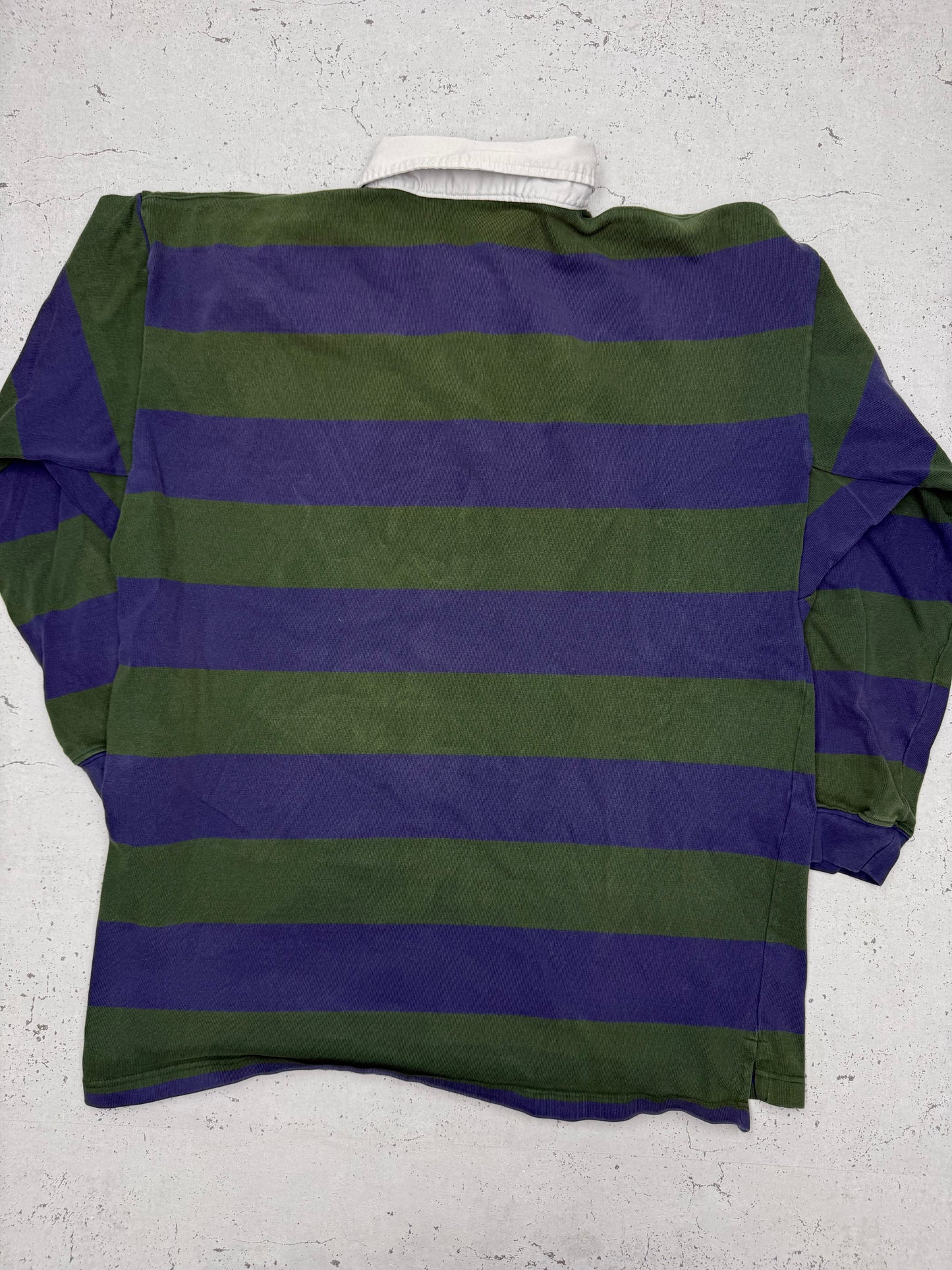 Eden Park vintage Rugbyshirt langarm Polo grün blkau gestreift XL