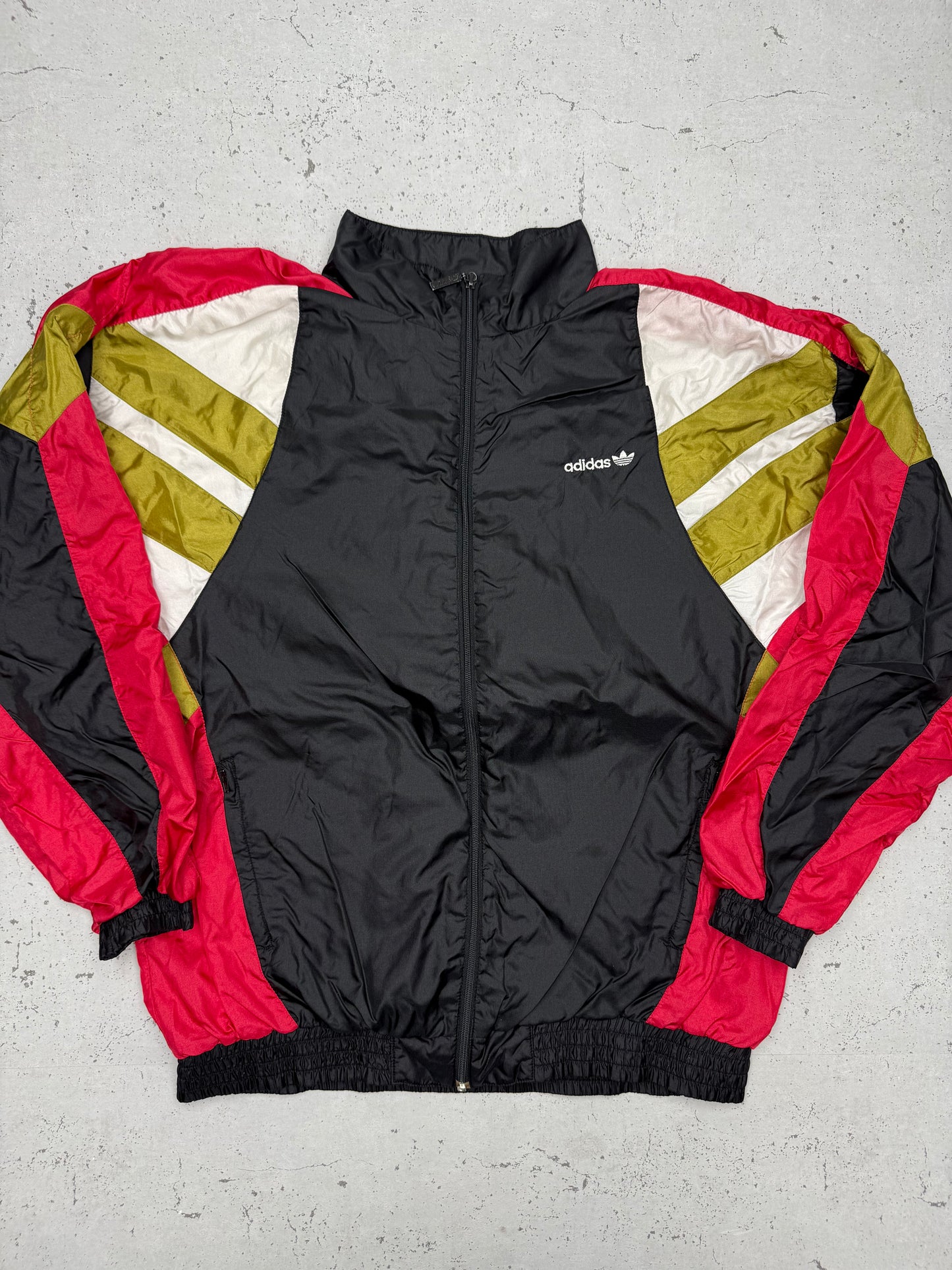 adidas vintage Trainingsjacke Windbreaker Germany Deutschland Jacke 80s schwarz XL