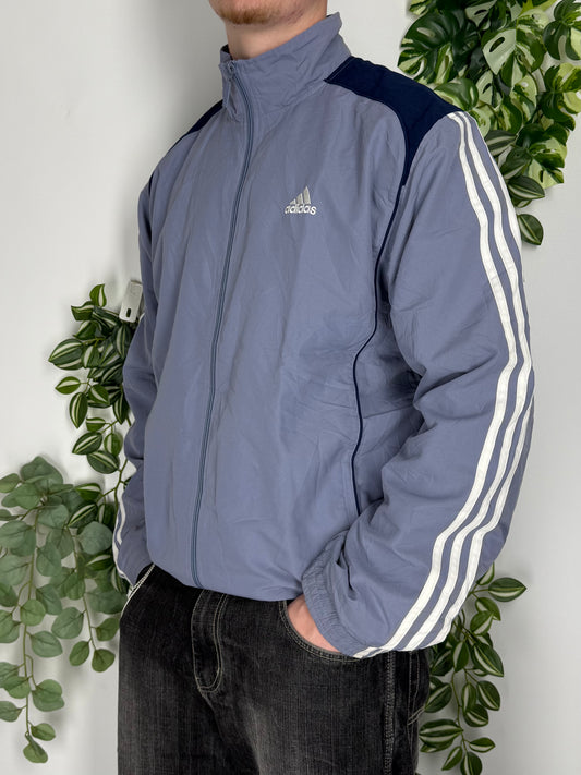 Adidas vintage Trackjacket Windbreaker Jacke streetwear three stripes blau L