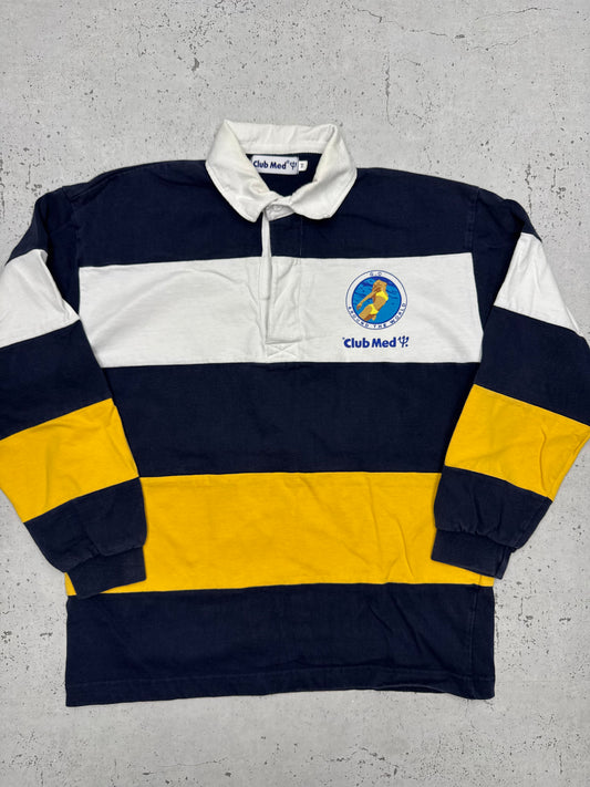 Club Med vintage Rugbyshirt langarm Polo blau M
