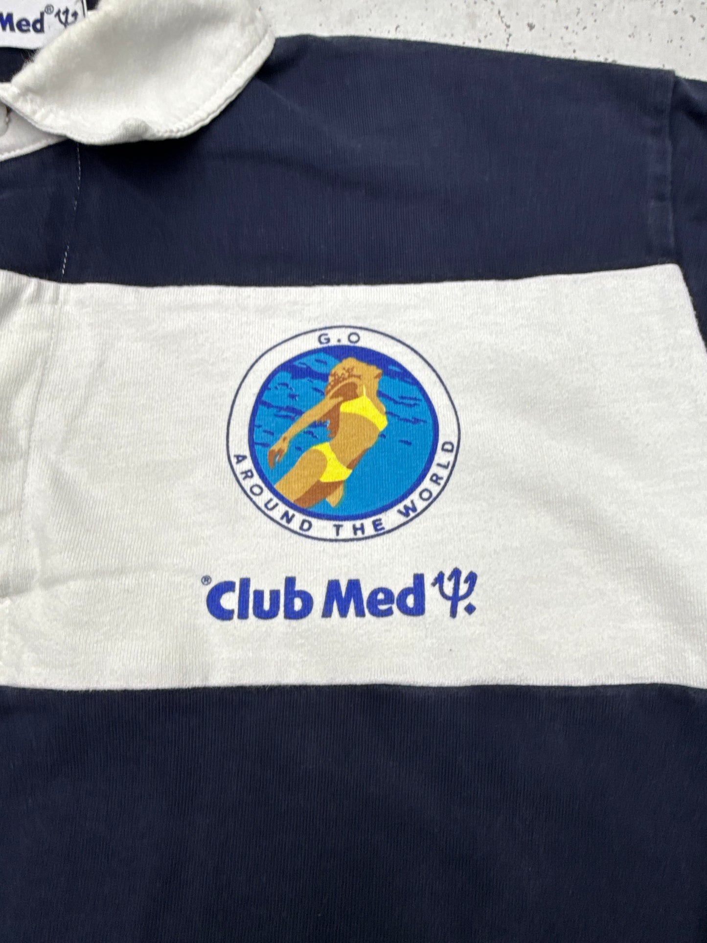 Club Med vintage Rugbyshirt langarm Polo blau M