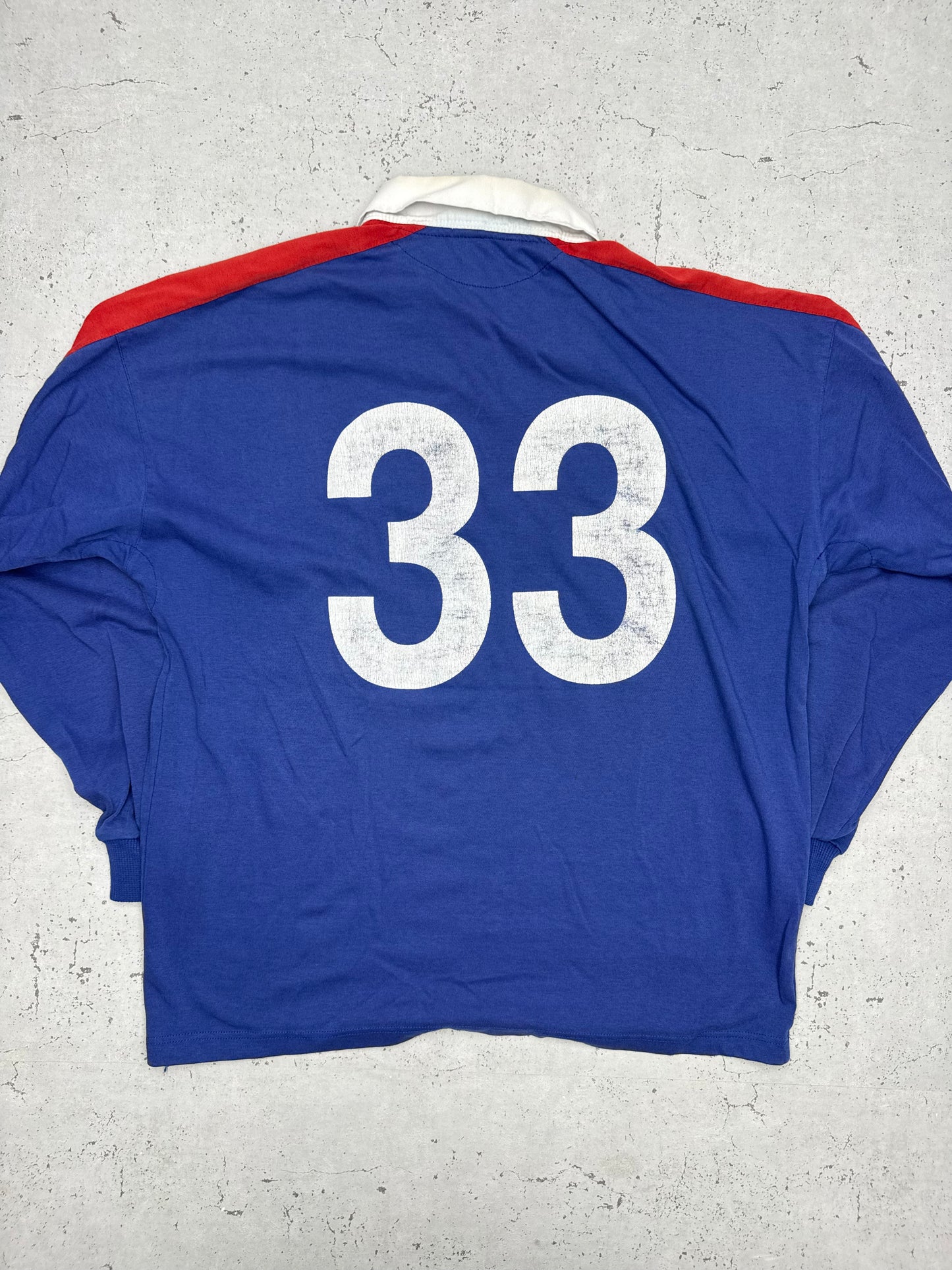 Viator vintage Segafredo Zanetti C.R. Liceo Frances Madrid Rugbyshirt langarm Polo blau L
