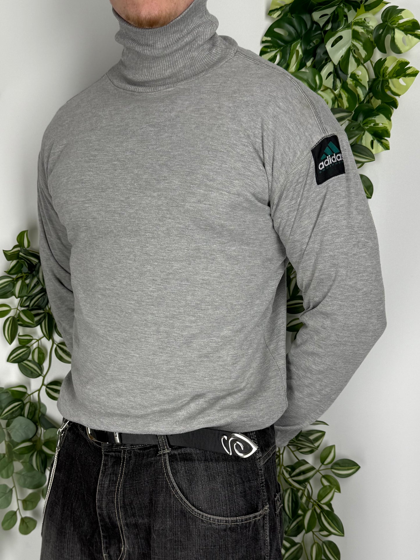 Adidas Equipment vintage Turtleneck Sweatshirt Langarm shirt grau L