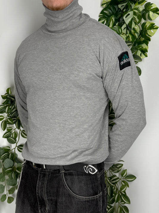 Adidas Equipment vintage Turtleneck Sweatshirt Langarm shirt grau L