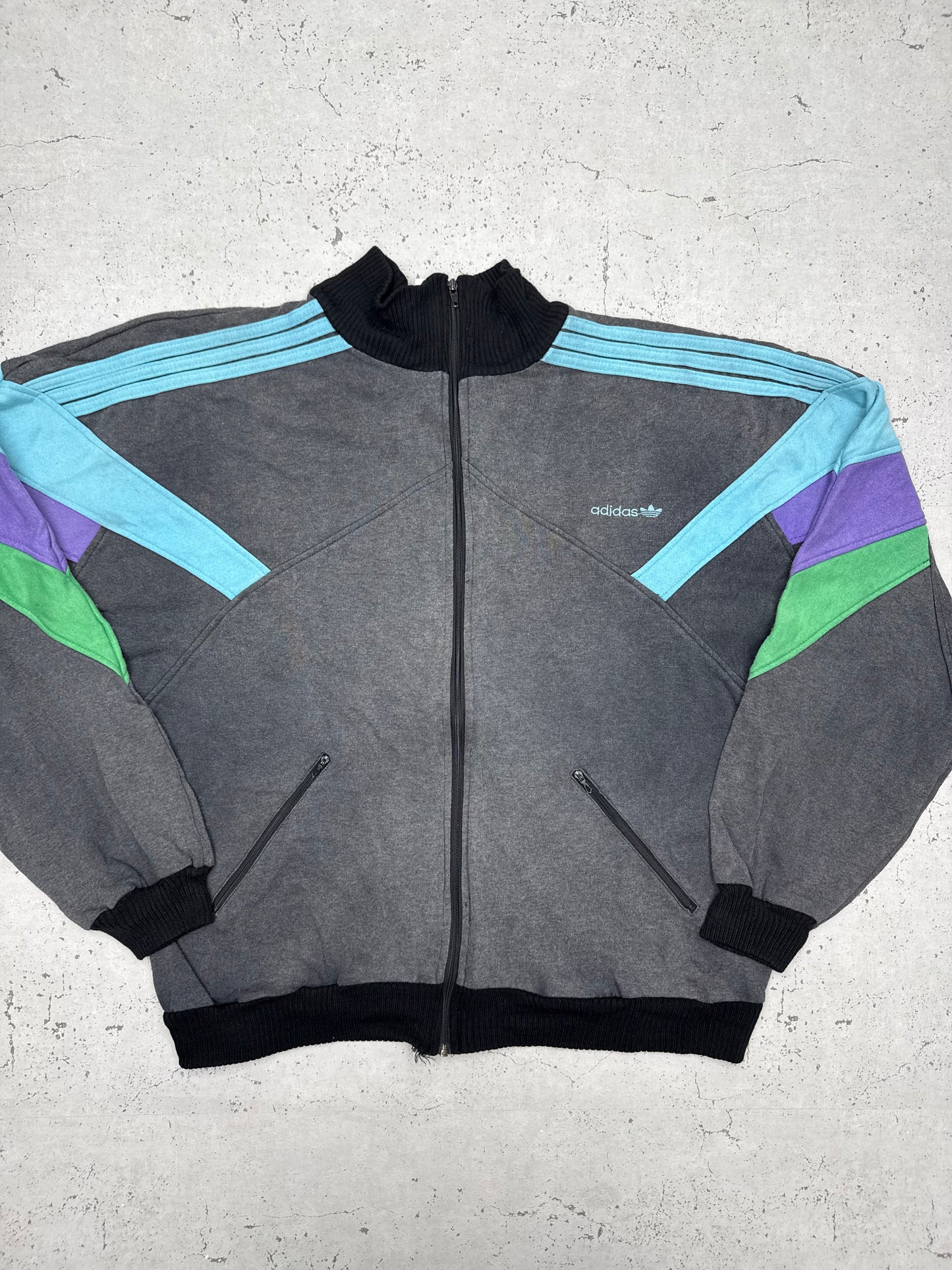 adidas vintage Sweatjacke Zipper 80s grau L