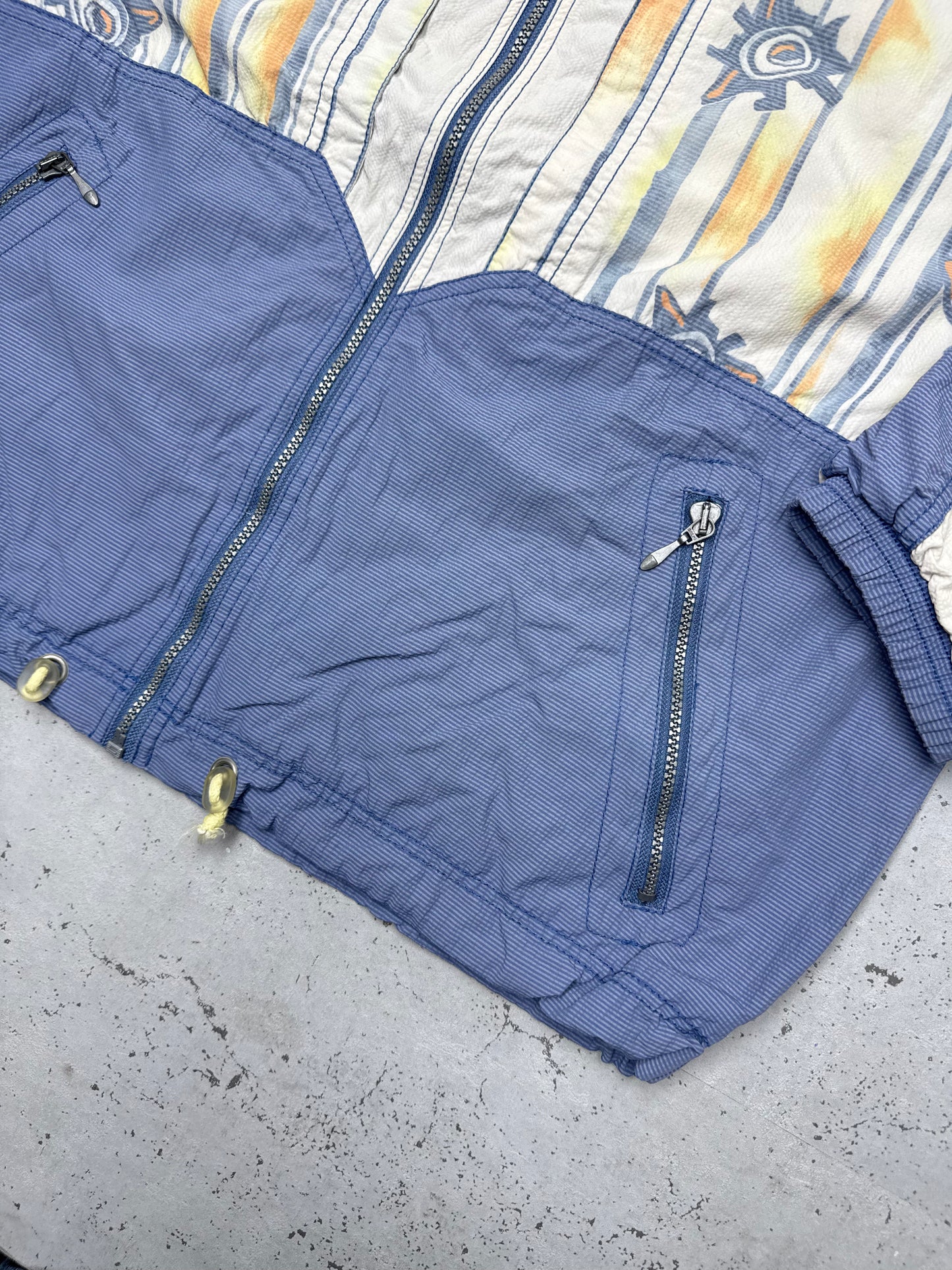 Reebok vintage Windbreaker Jacke 80s Abstrakt ART blau S