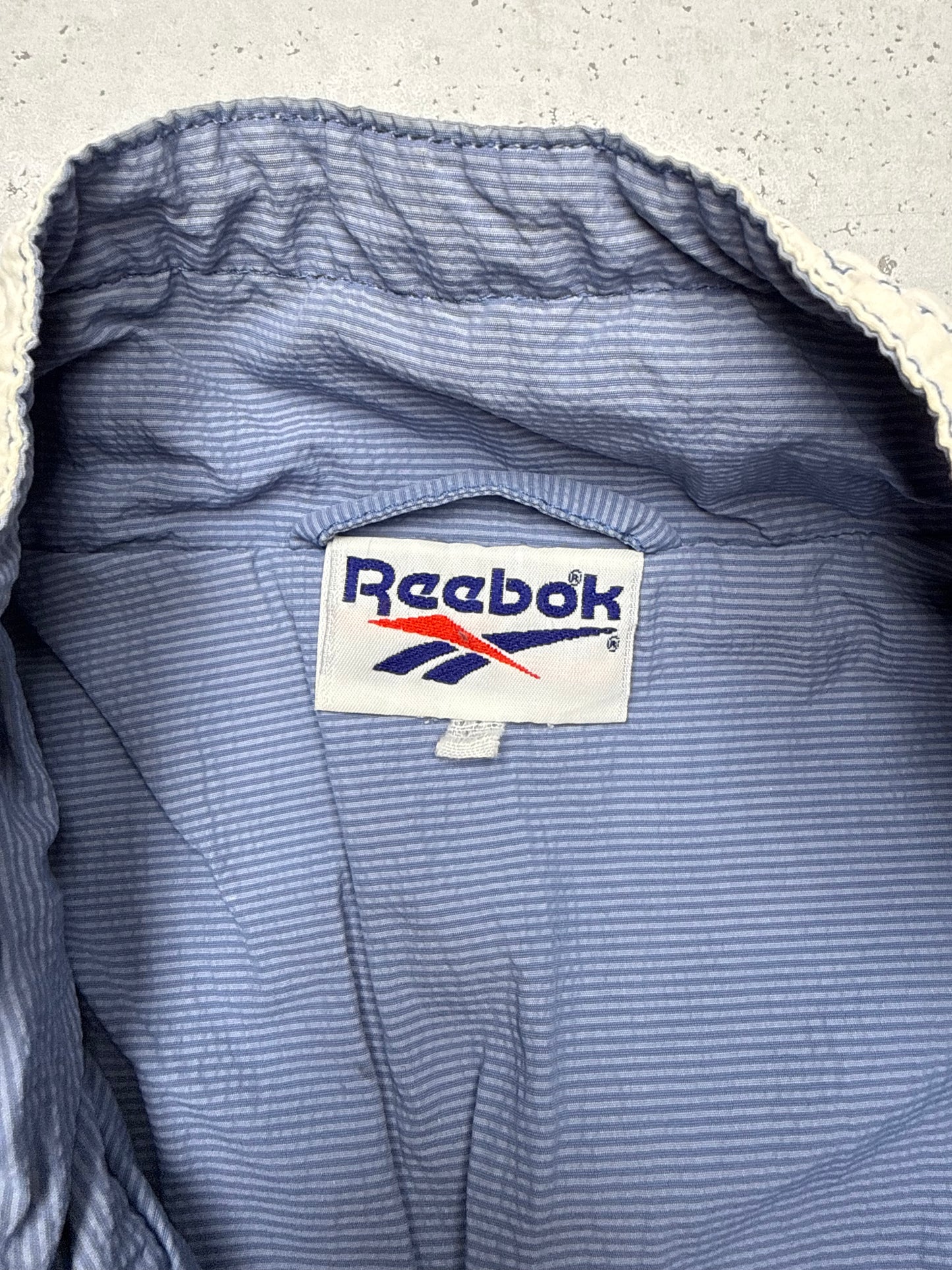 Reebok vintage Windbreaker Jacke 80s Abstrakt ART blau S