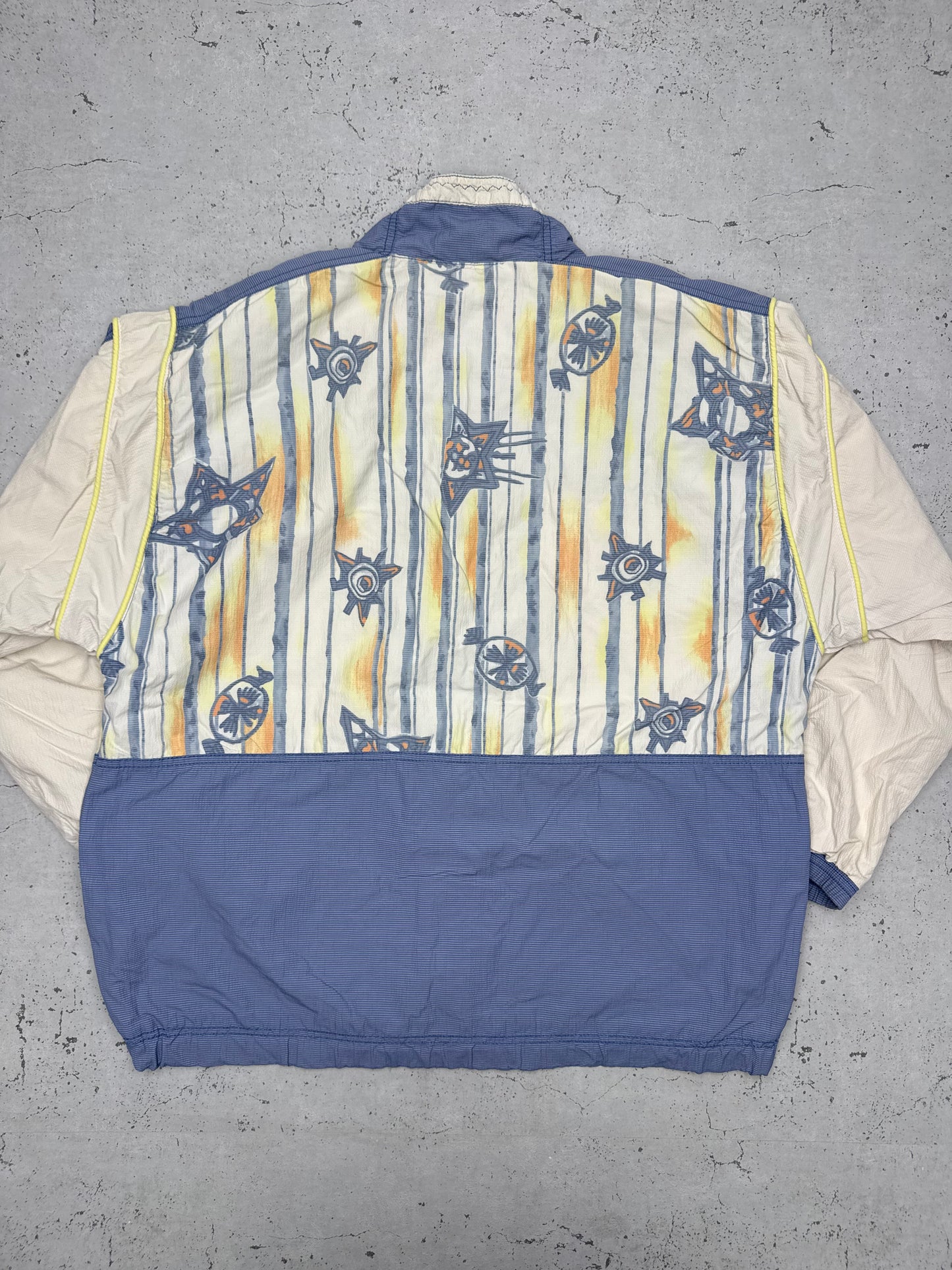 Reebok vintage Windbreaker Jacke 80s Abstrakt ART blau S