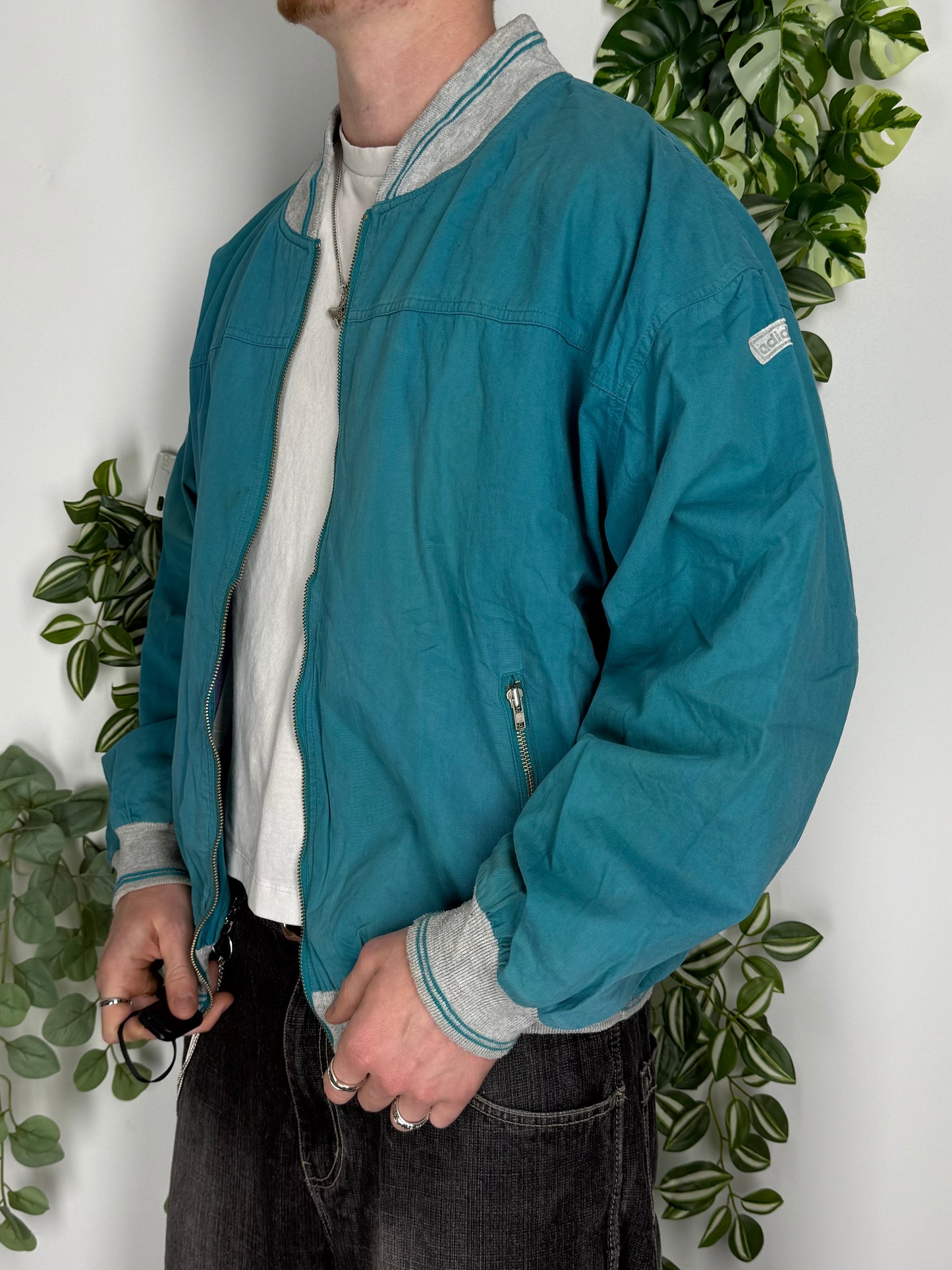 Adidas vintage 80s Jacke Harrington Jacke Bomberjacke Windbreaker grün L