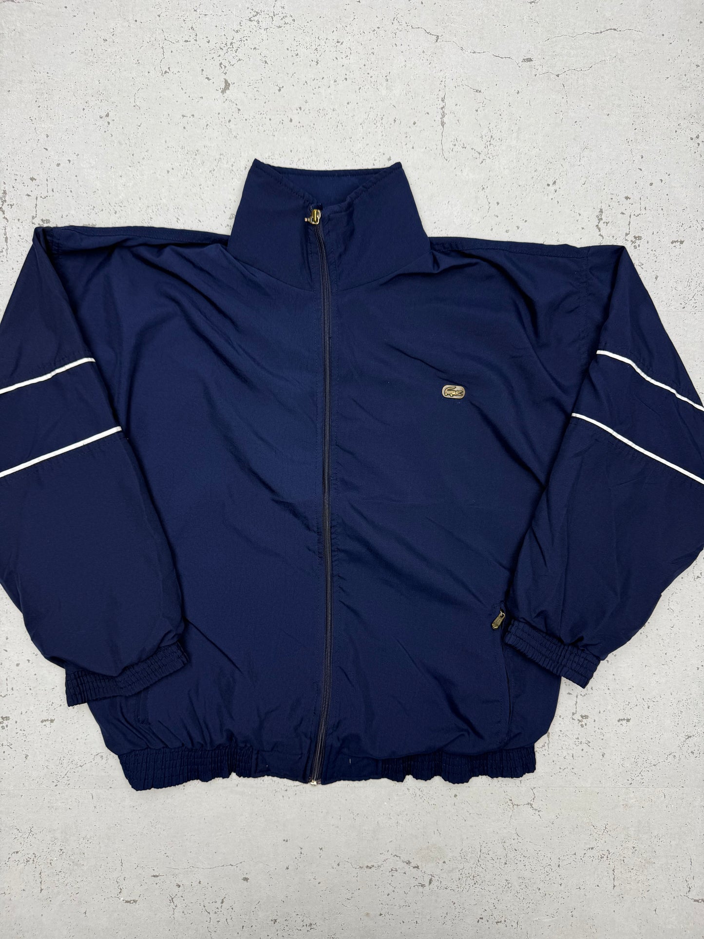 Lacoste vintage Trainingsjacke Windbreaker Bomberjacke Metall Patch blau S
