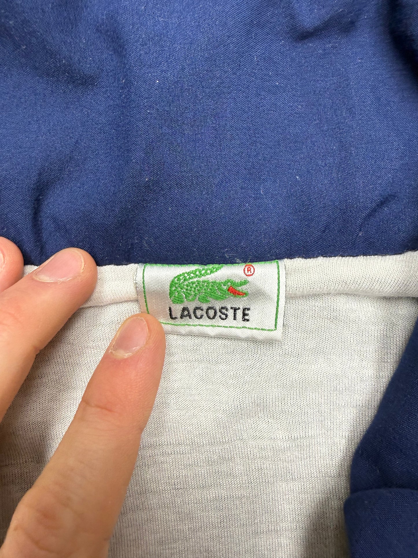 Lacoste vintage Trainingsjacke Windbreaker Bomberjacke Metall Patch blau S