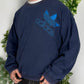 Adidas vintage 90s Sweatshirt Sweater big Logo embroidery Crewneck washed blau L