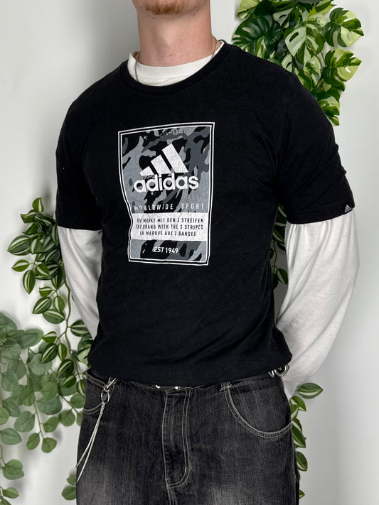 Adidas vintage big Logo T-Shirt Tee Shirt Graphic schwarz S