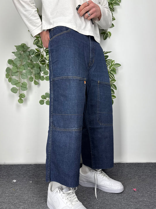 Aeropostale APS vintage baggy Denim 3/4 Jeans Double Knee Hip Hop Jorts W38 XL
