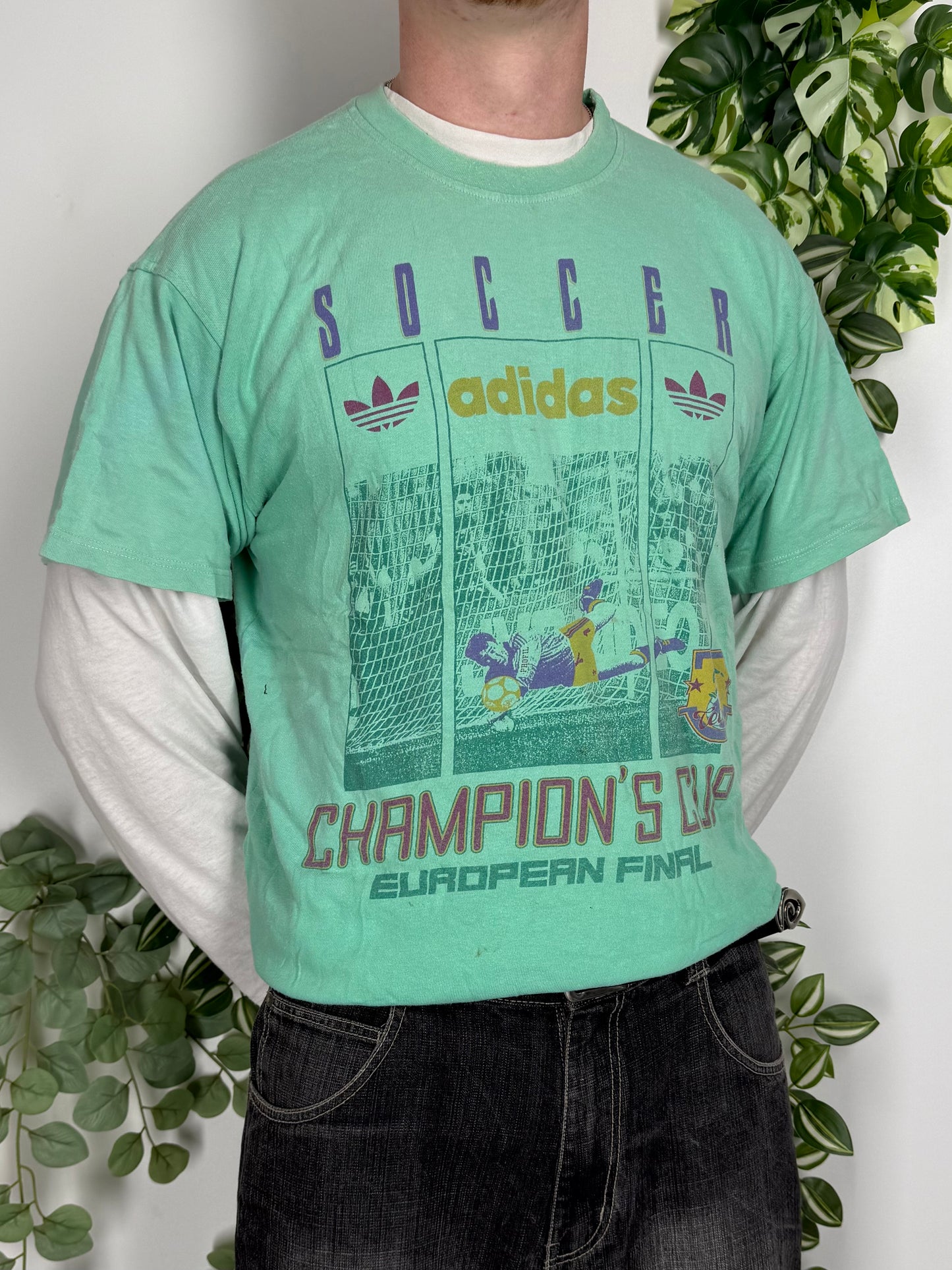 Adidas vintage Champions Cup European FInal T-Shirt Shirt Soccer Tee grün L