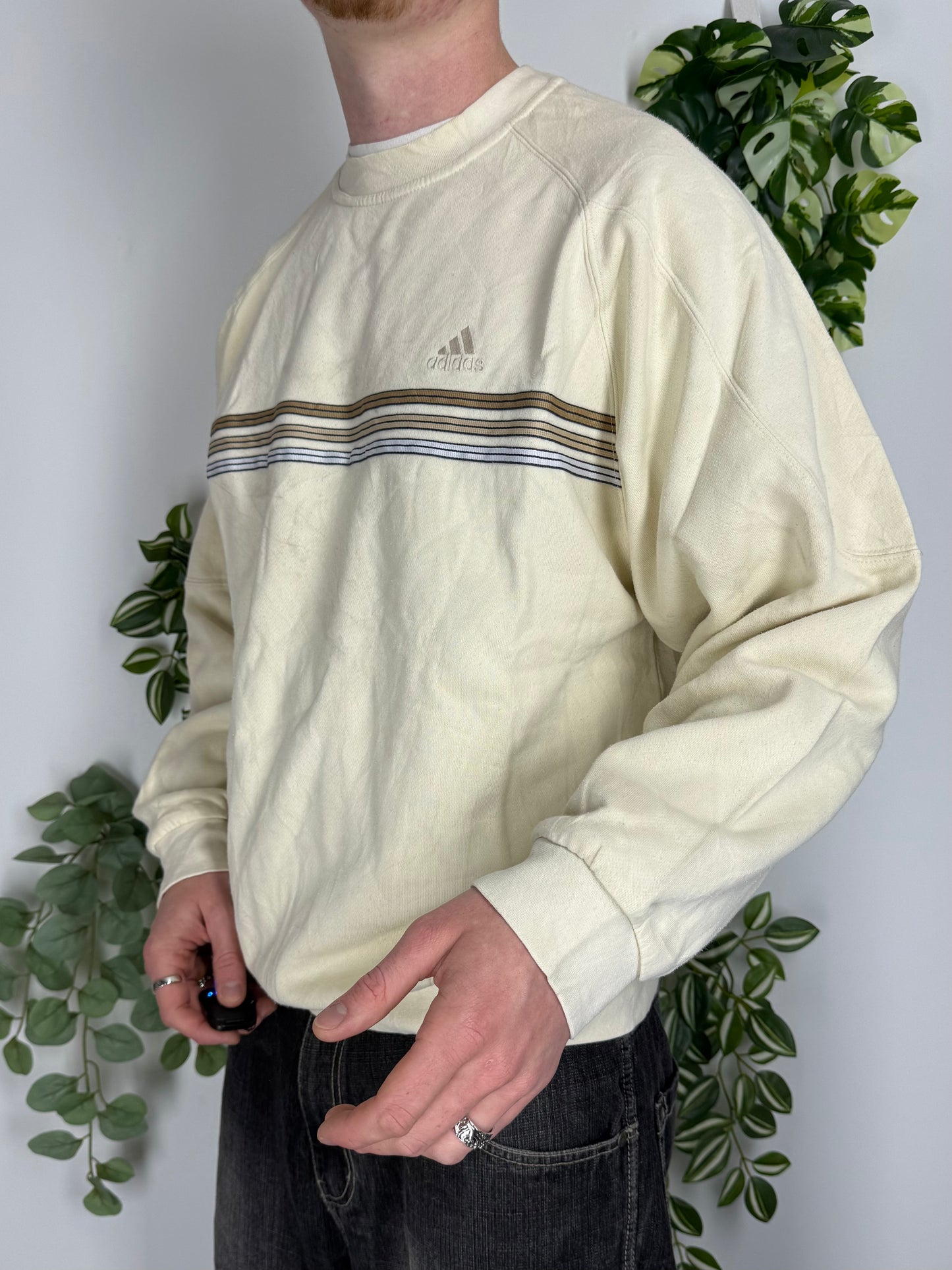 Adidas vintage Sweatshirt Crewneck Sweater streetwear beige L