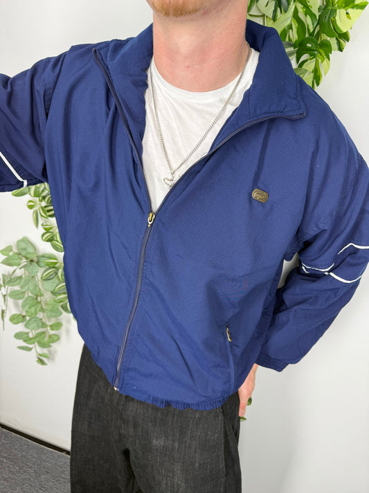 Lacoste vintage Trainingsjacke Windbreaker Bomberjacke Metall Patch blau S