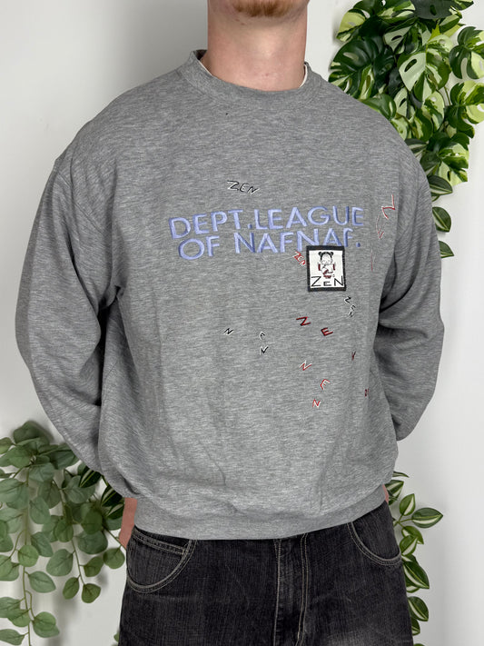 NAF NAF vintage 90s embroidery Sweatshirt Sweater Crewneck grau L