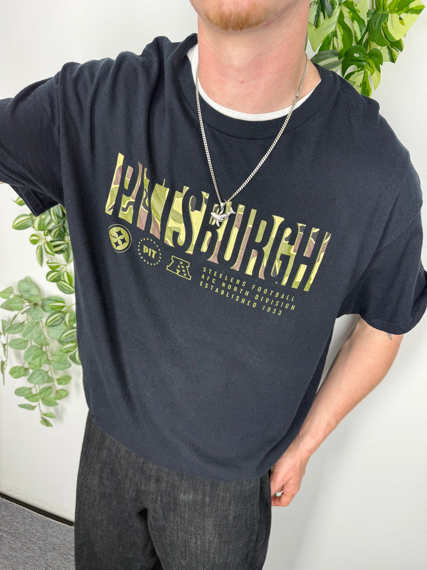 NFL Team Apparel vintage Pittsburgh Steelers T-Shirt schwarz XL