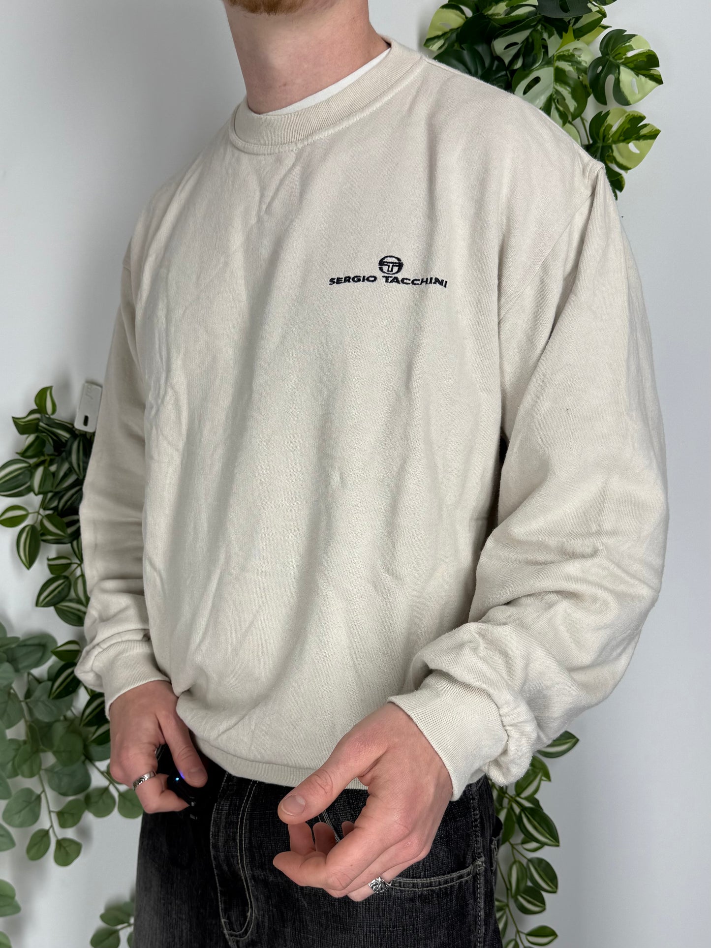 Sergio Tacchini vintage oversized Sweatshirt Crewneck Sweater beige L