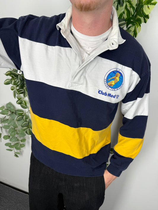 Club Med vintage Rugbyshirt langarm Polo blau M