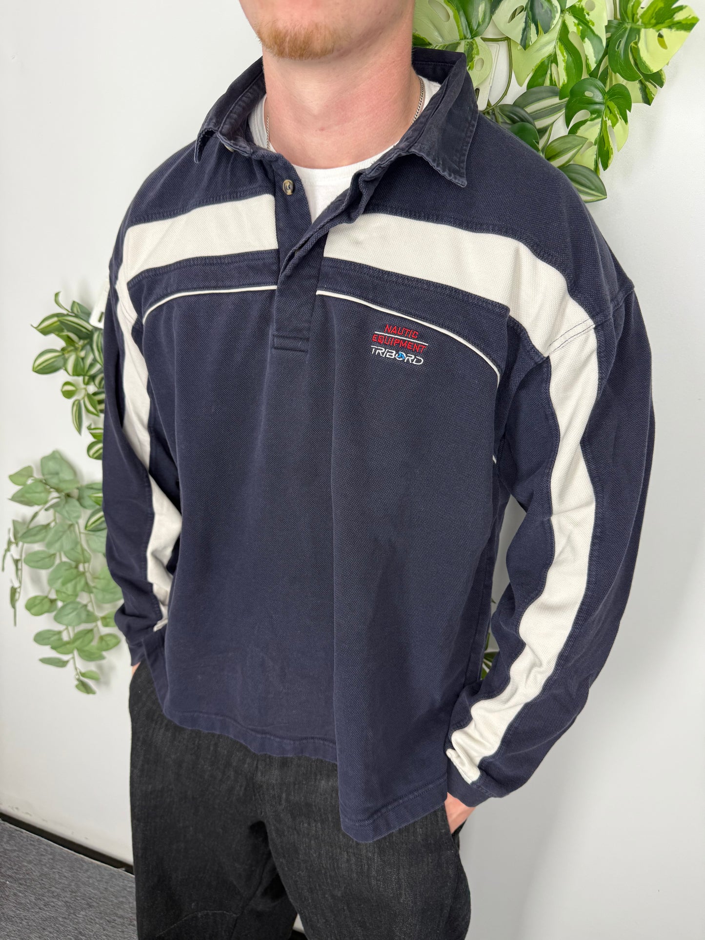 Tribord vintage Rugbyshirt blau L