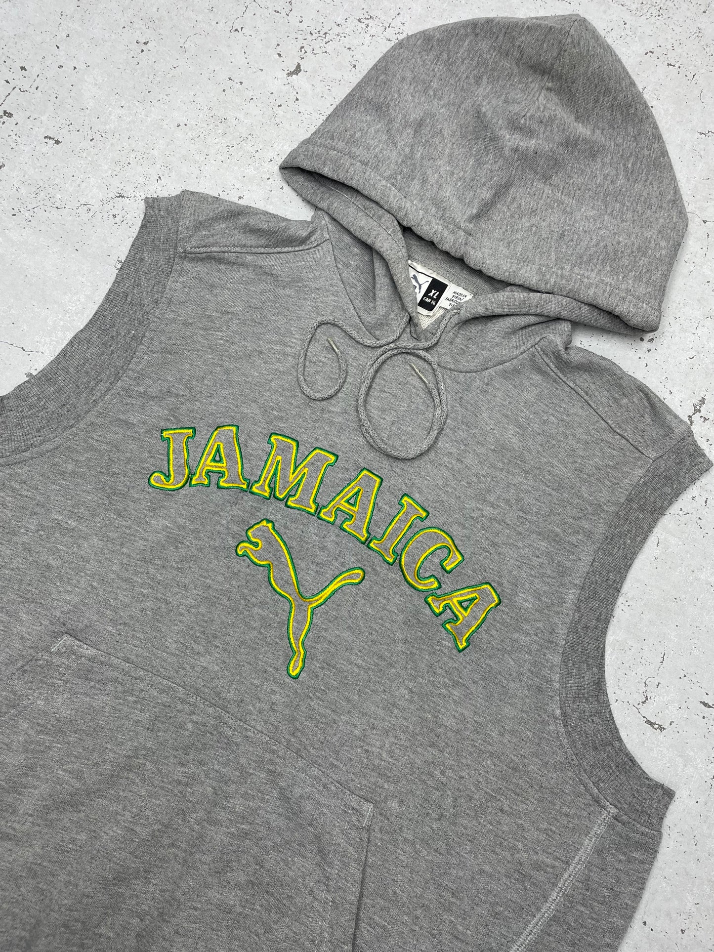 Puma x Jamaica Vintage ärmelloser Hoodie Grau XL - MonkeysVintage