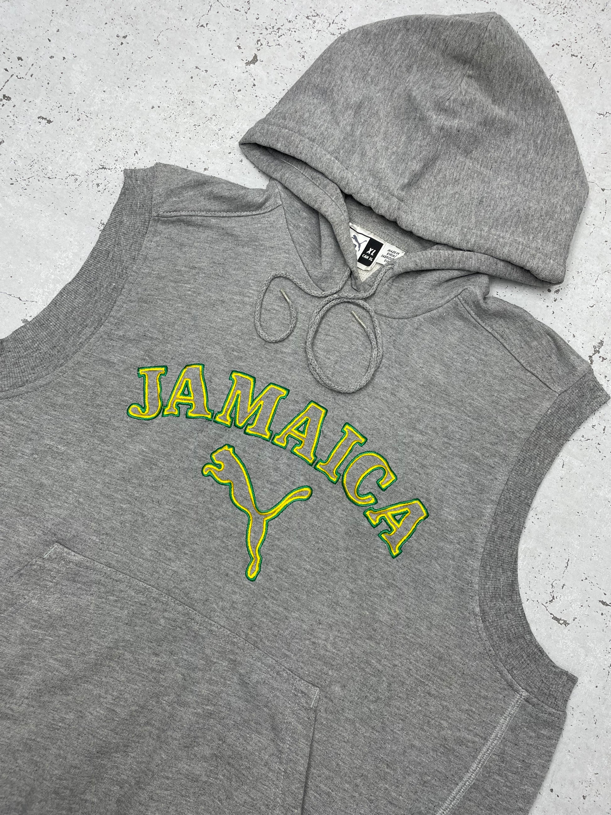 Puma x Jamaica Vintage ärmelloser Hoodie Grau XL - MonkeysVintage