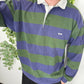 Eden Park vintage Rugbyshirt langarm Polo grün blkau gestreift XL