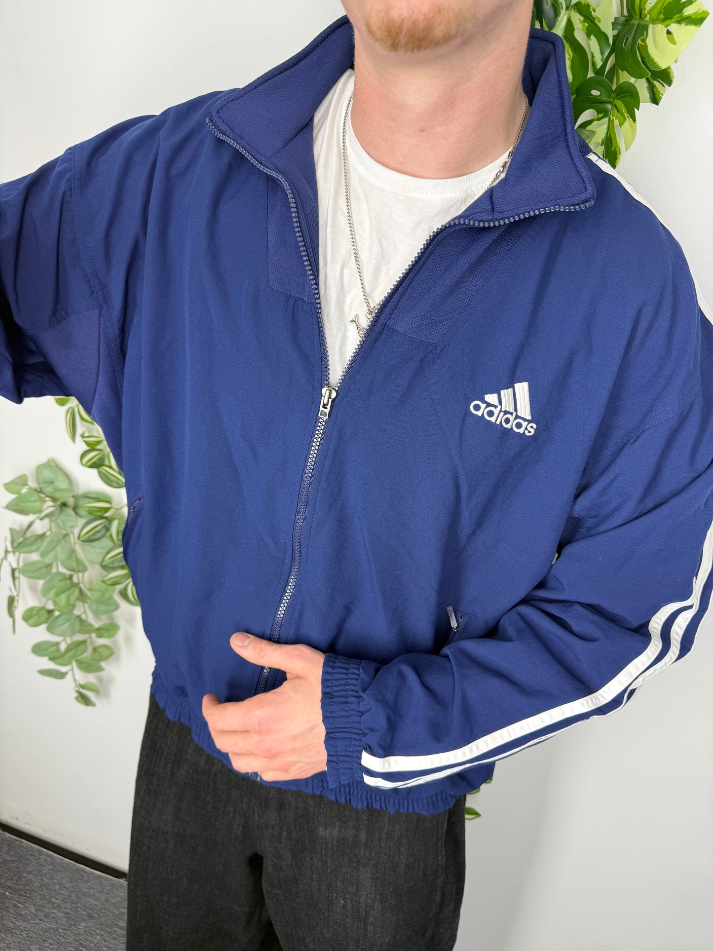 adidas vintage Trainingsjacke Windreaker blau L