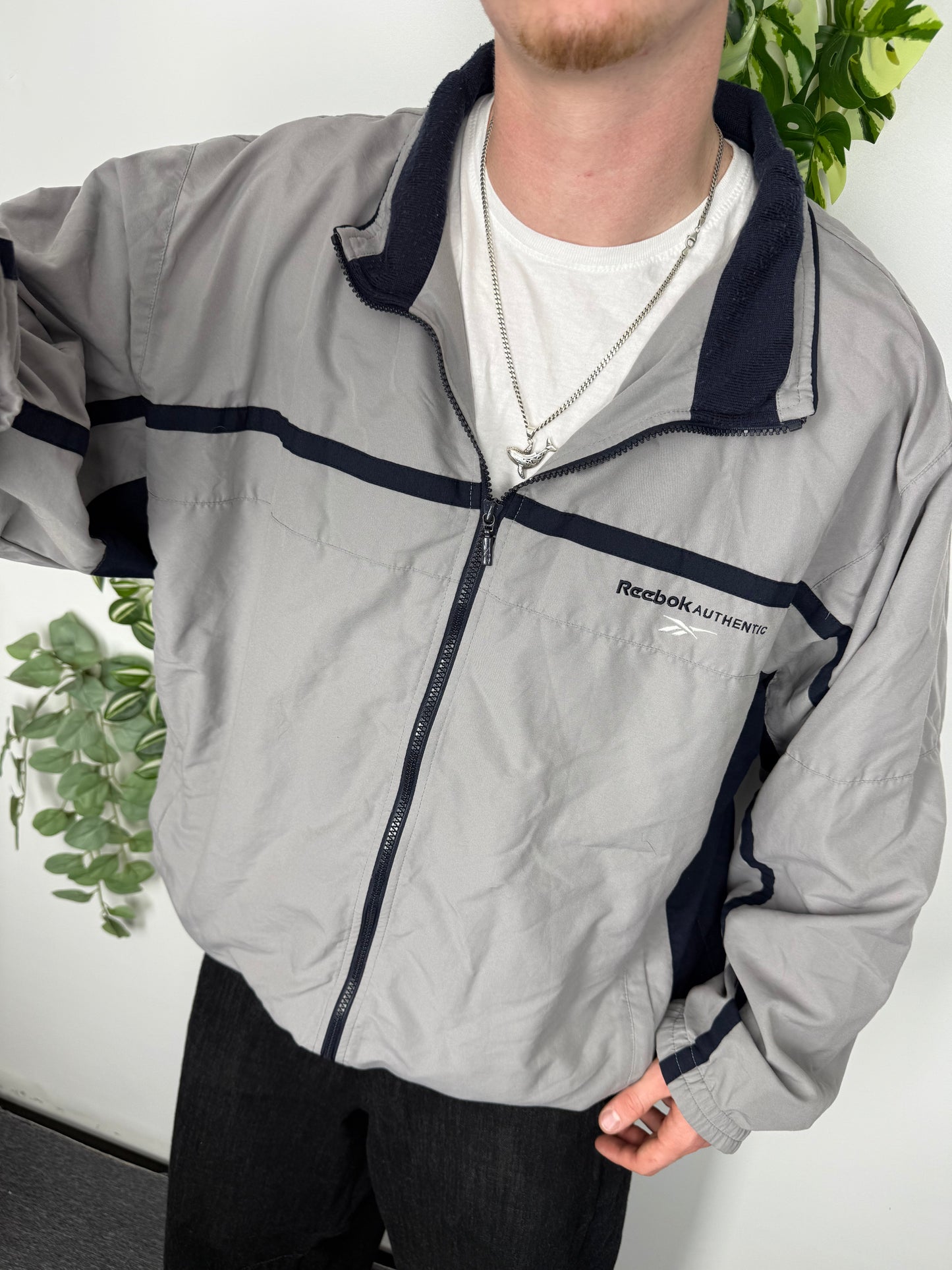 Reebok vintage Authentic Trainingsjacke Traackjacket grau L