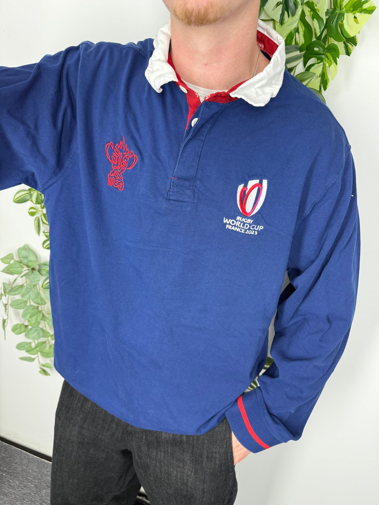 Rugby World Cup vintage France 2023 Rugbyshirt blau 2XL XXL