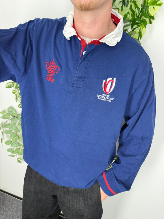 Rugby World Cup vintage France 2023 Rugbyshirt blau 2XL XXL