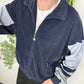 Ruff vintage Velours-Trainingsjacke Samt Zipper Made in West-Germany blau L
