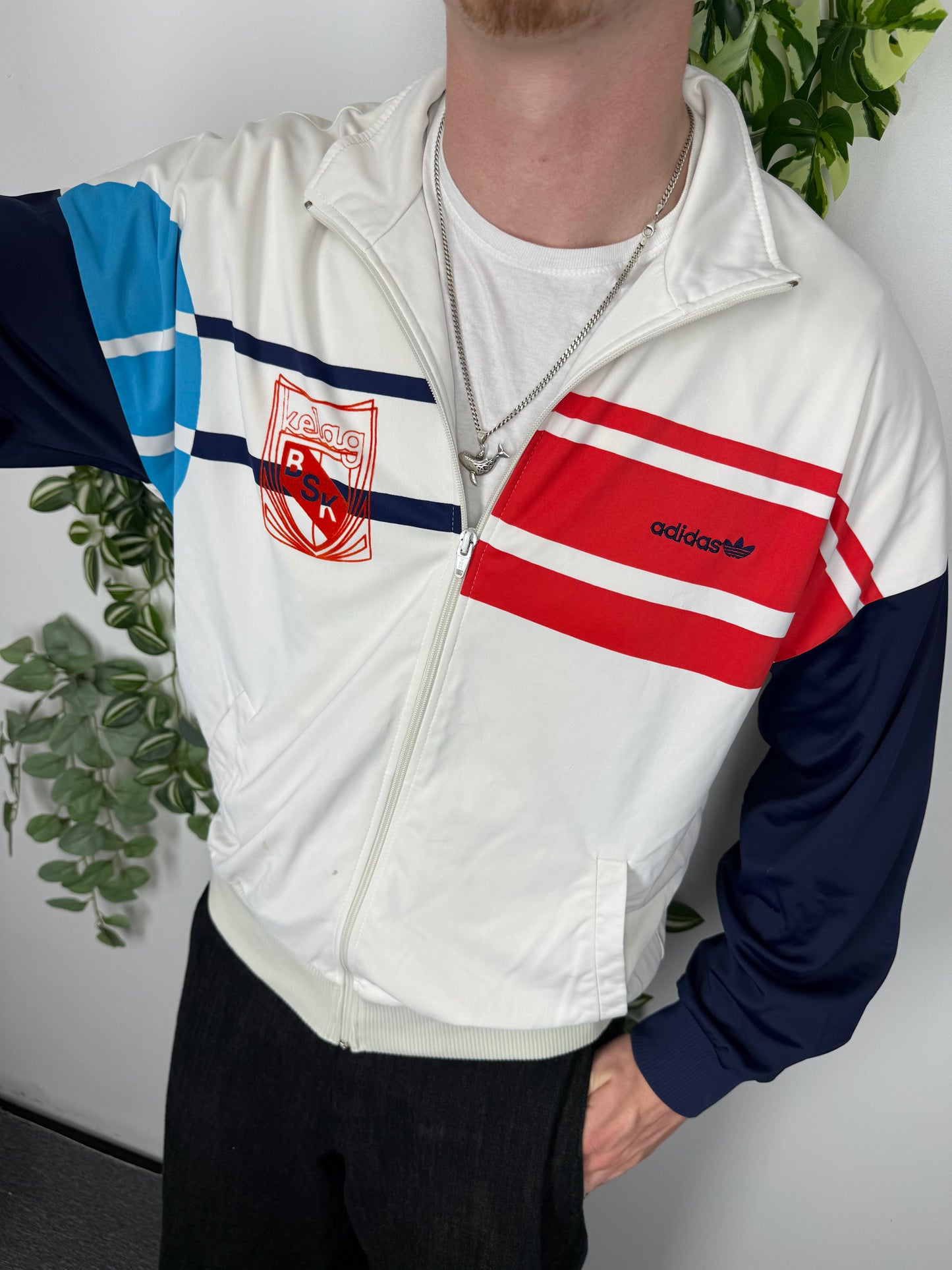 adidas vintage kelag BSK Trainingsjacke Zipper weiß L