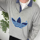 adidas vintage Langarm-Polo grau Rugbyshirt L