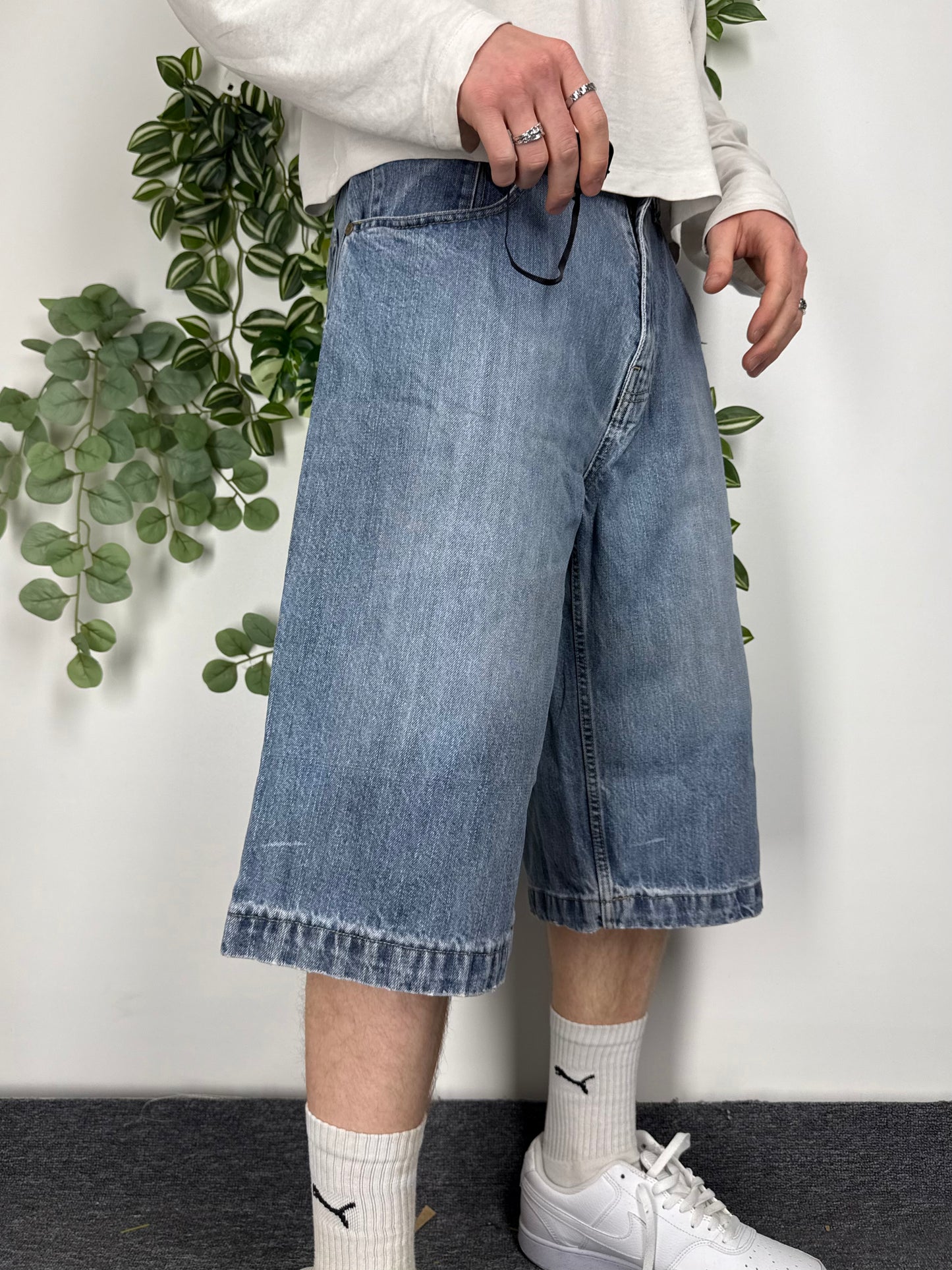 Banana Jack vintage Jorts Shorts Denim kurze Hose Jeans baggy Fit blau W34 L