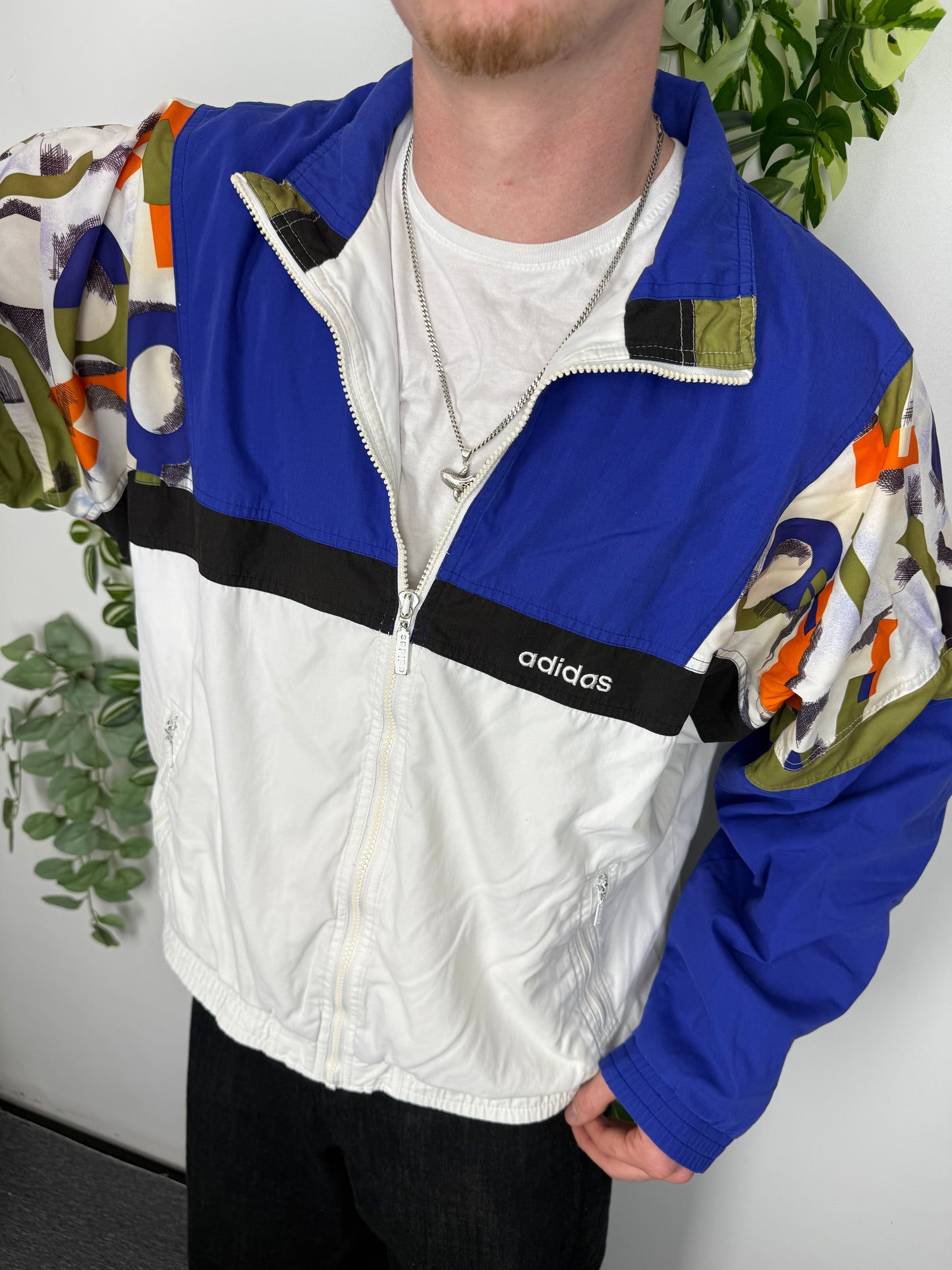 adidas vintage Trainingsjacke Windbreaker 80s blau abstrakt ART M