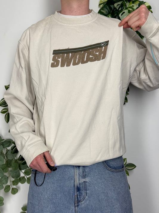 Nike vintage Swoosh Sweatshirt Sweater Crewneck beige XXL