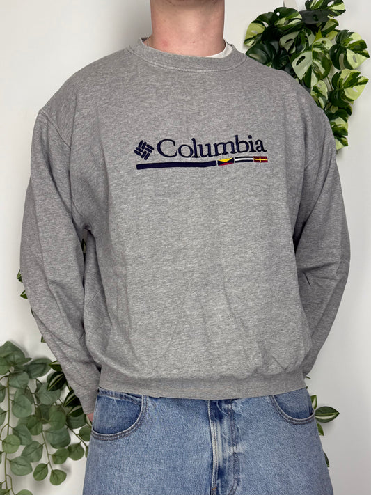 Columbia vintage big Logo Sweatshirt Crewneck Sweater grau M