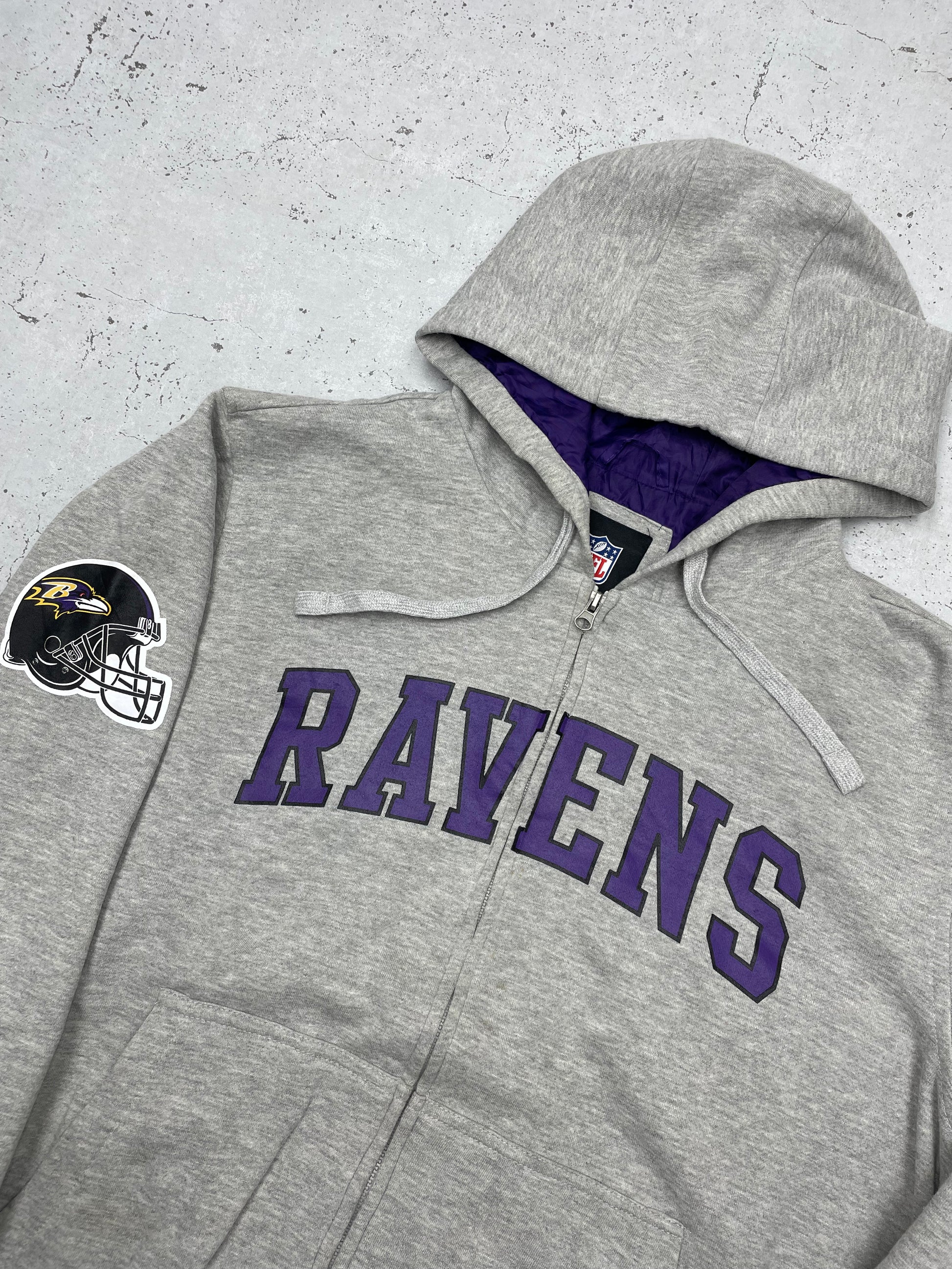 NFL Ravens Vintage heavy Zipper grau lila XL - MonkeysVintage