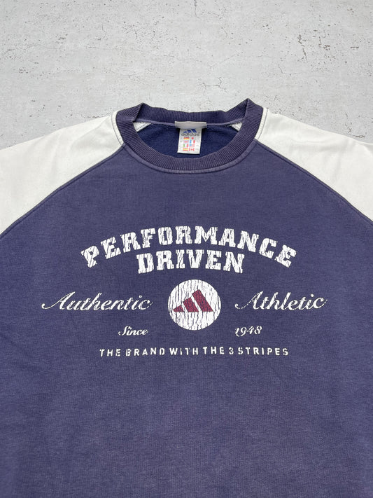 Adidas Vintage Sweatshirt blau weiß XL